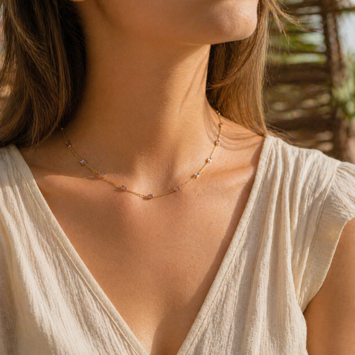 Amethyst Line Necklace