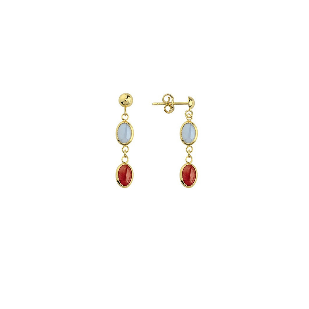 Two-Stone Oval Drop Earrings