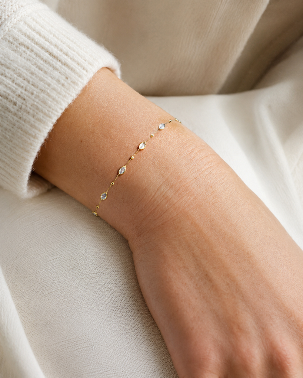 Oval Bezel Station Bracelet