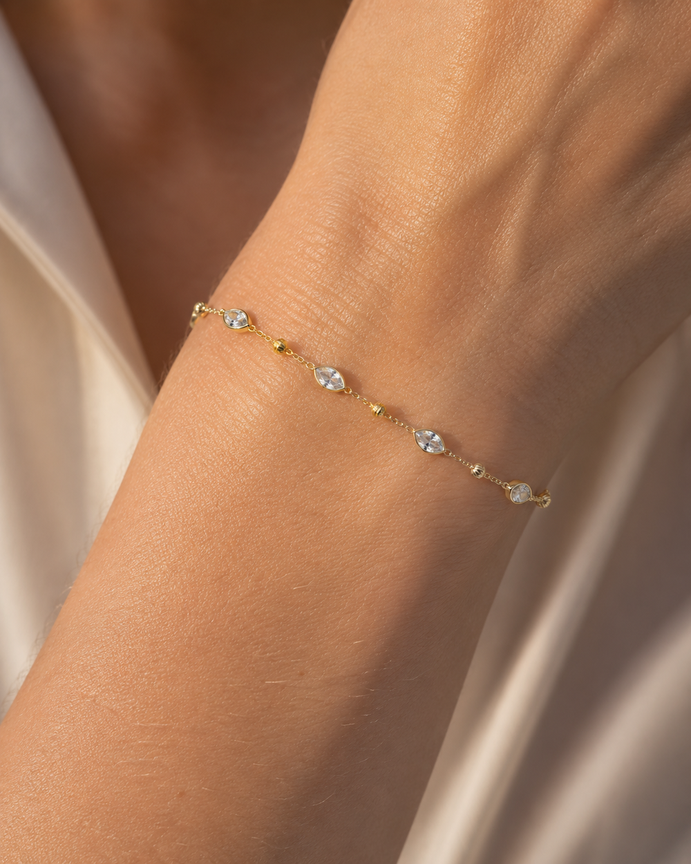 Oval Bezel Station Bracelet