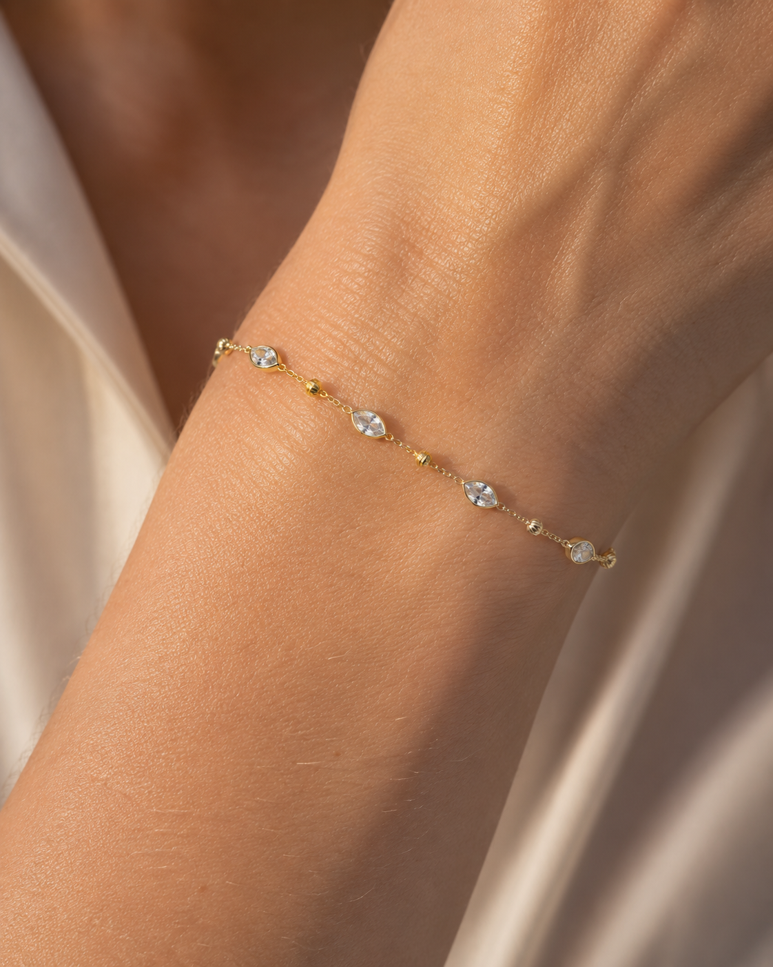 Oval Bezel Station Bracelet