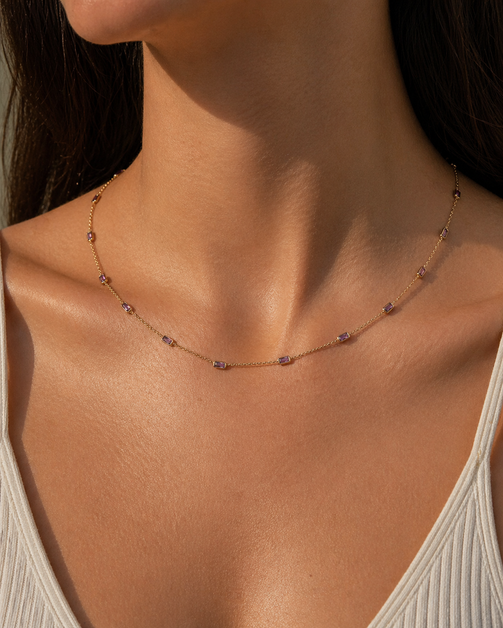 Amethyst Line Necklace