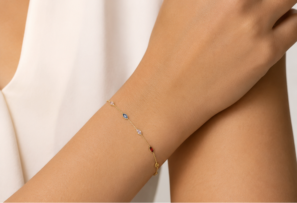 Multicolour Marquise Station Bracelet