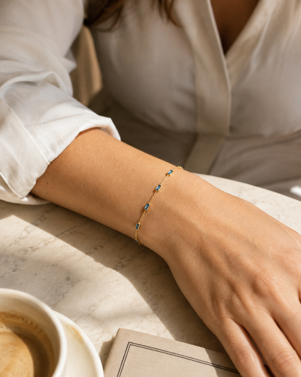 Aquamarine Line Bracelet