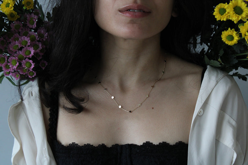 Gold Disc Station Necklace