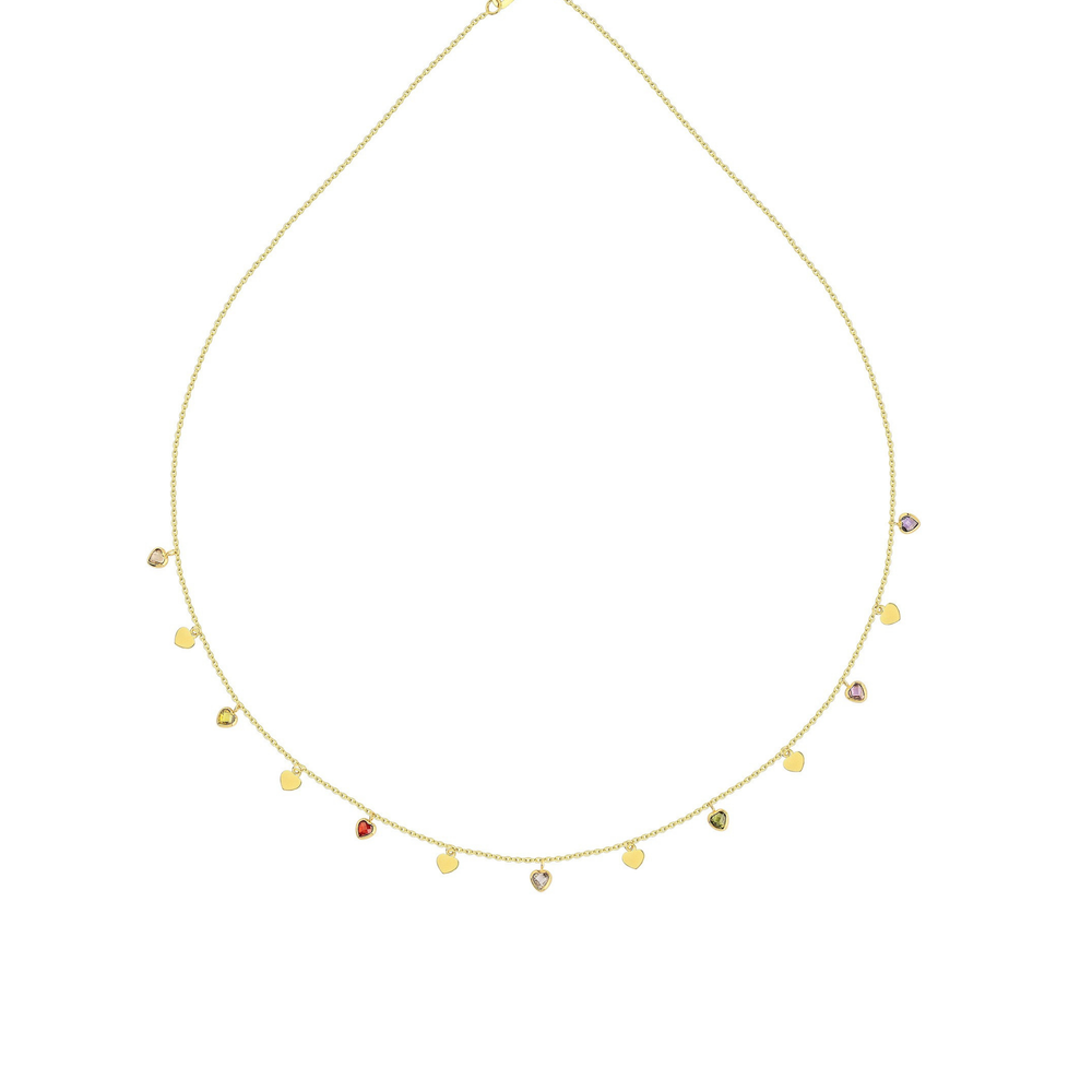Multicolour Heart Charm Necklace