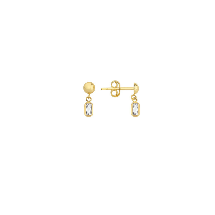 Baguette Drop Stud Earrings